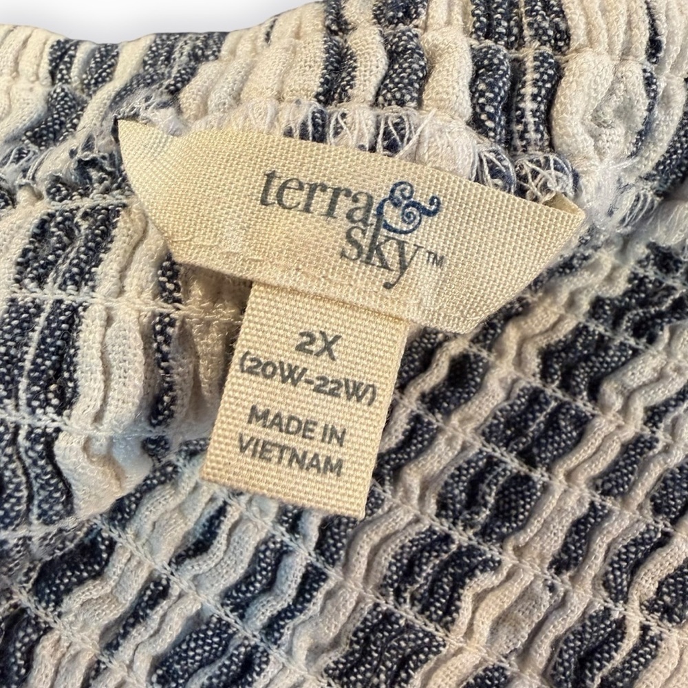 NWT Terra & Sky ‘Button Front Tank Dress’ in White & Navy Blue Stripe Plus Sz 2X - Picture 3 of 13